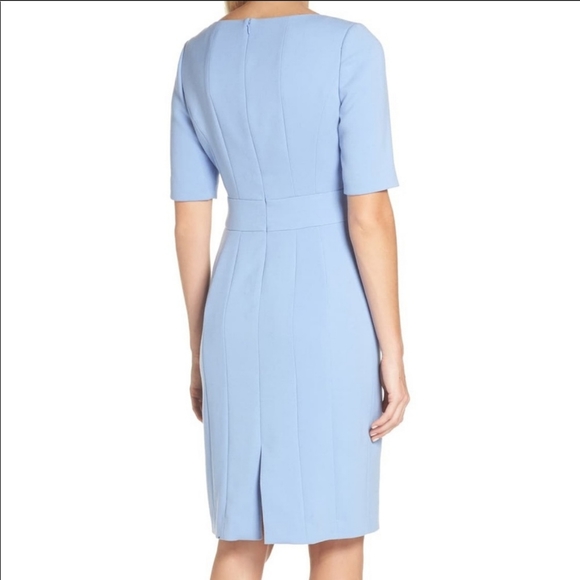 Eliza J Bateau Neck Crepe Sheath Dress 